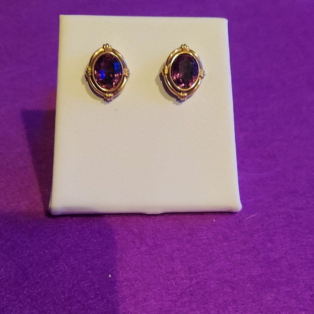 Elegant Gold and Purple Earrings